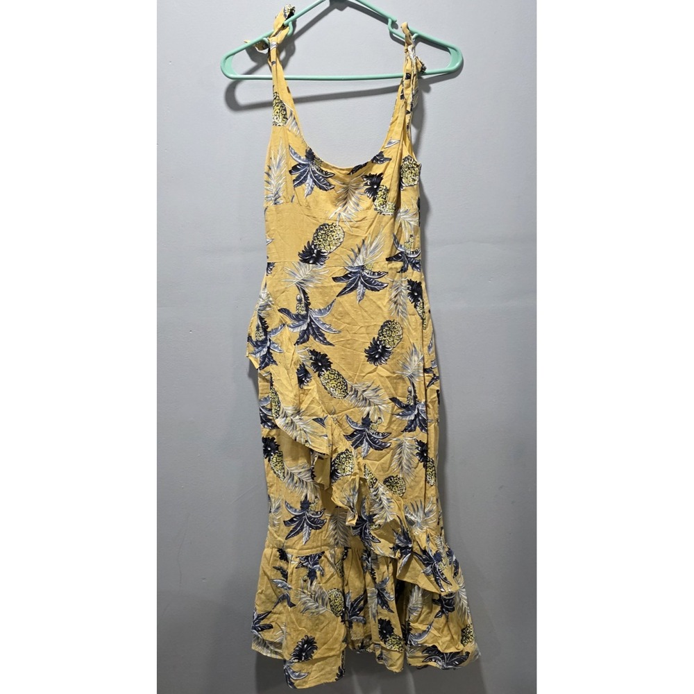 Majorelle Nikita Yellow Blue Floral Print Pineapple Sleeveless Dress Size XS